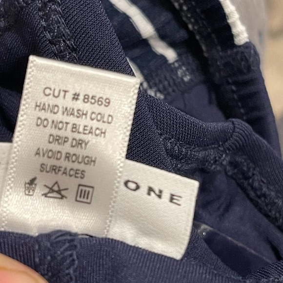 Robin Piccone Womens Navy/White Stripe Sailor Tab High Waist Bikini Bottom Large - Picture 10 of 11